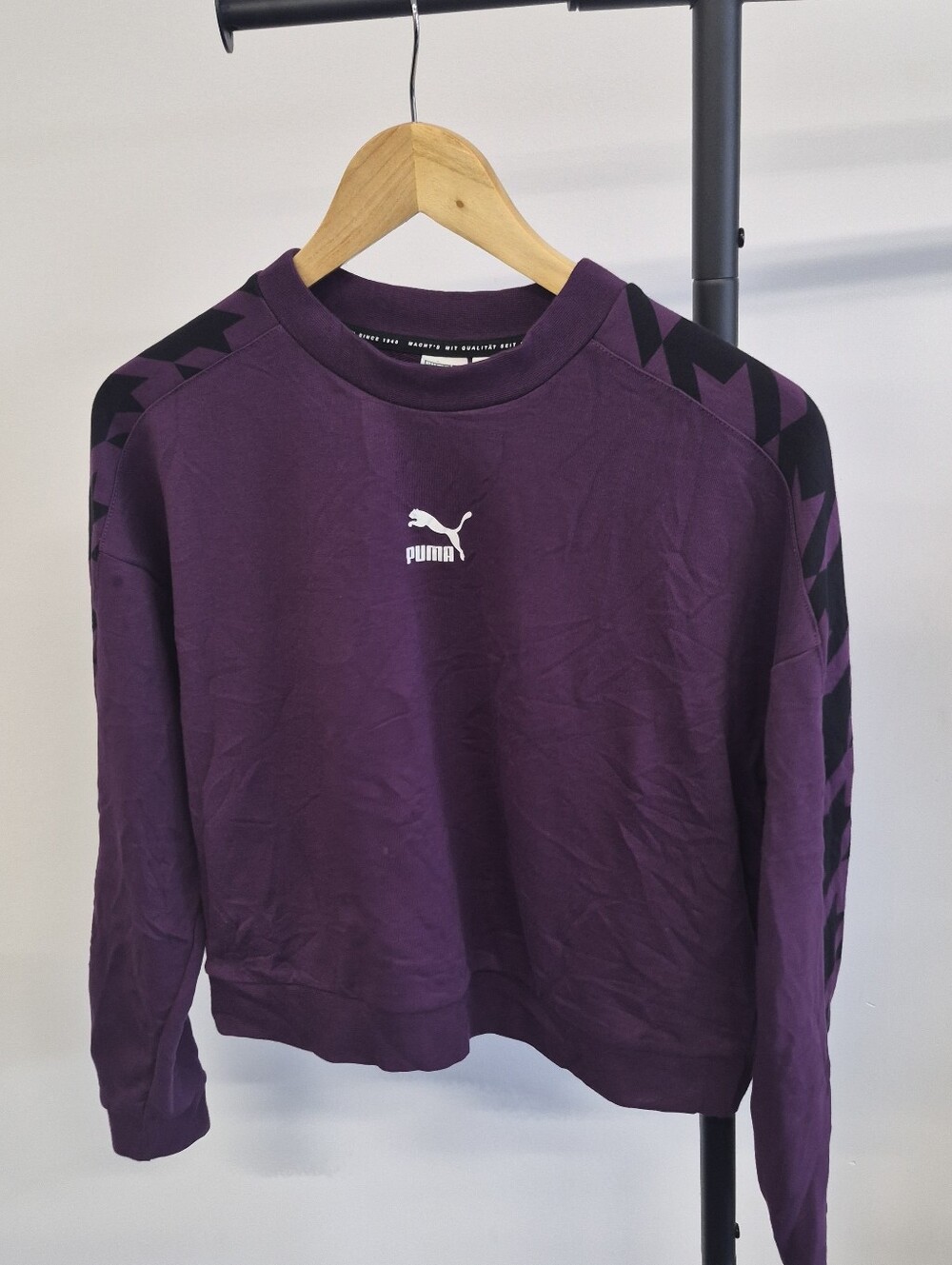 Puma Deep Purple Pullover with Black Chevron Accents